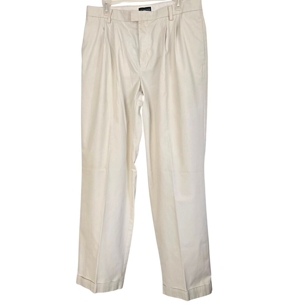 Vintage Y2K 90s Grunge Dockers Recode Beige Gorpcore Pleated Trousers Size 36x32